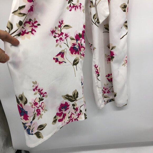 Dynamite White & Fuschia Floral Surplice neck Waist Tie Jumpsuit size S - Picture 7 of 14